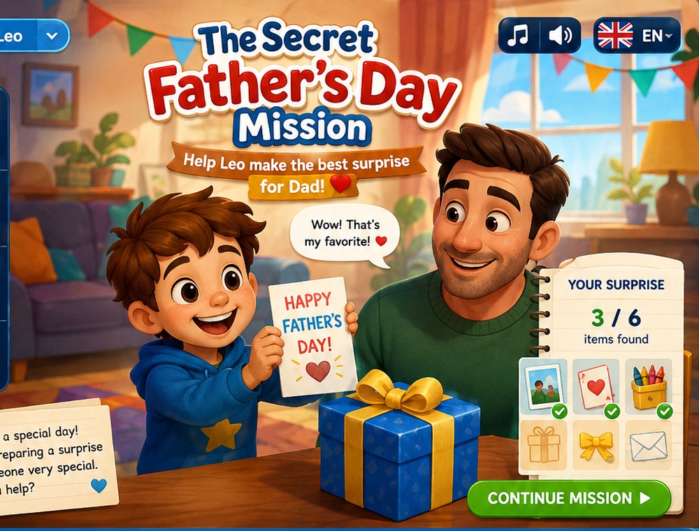Child preparing a Father's Day surprise